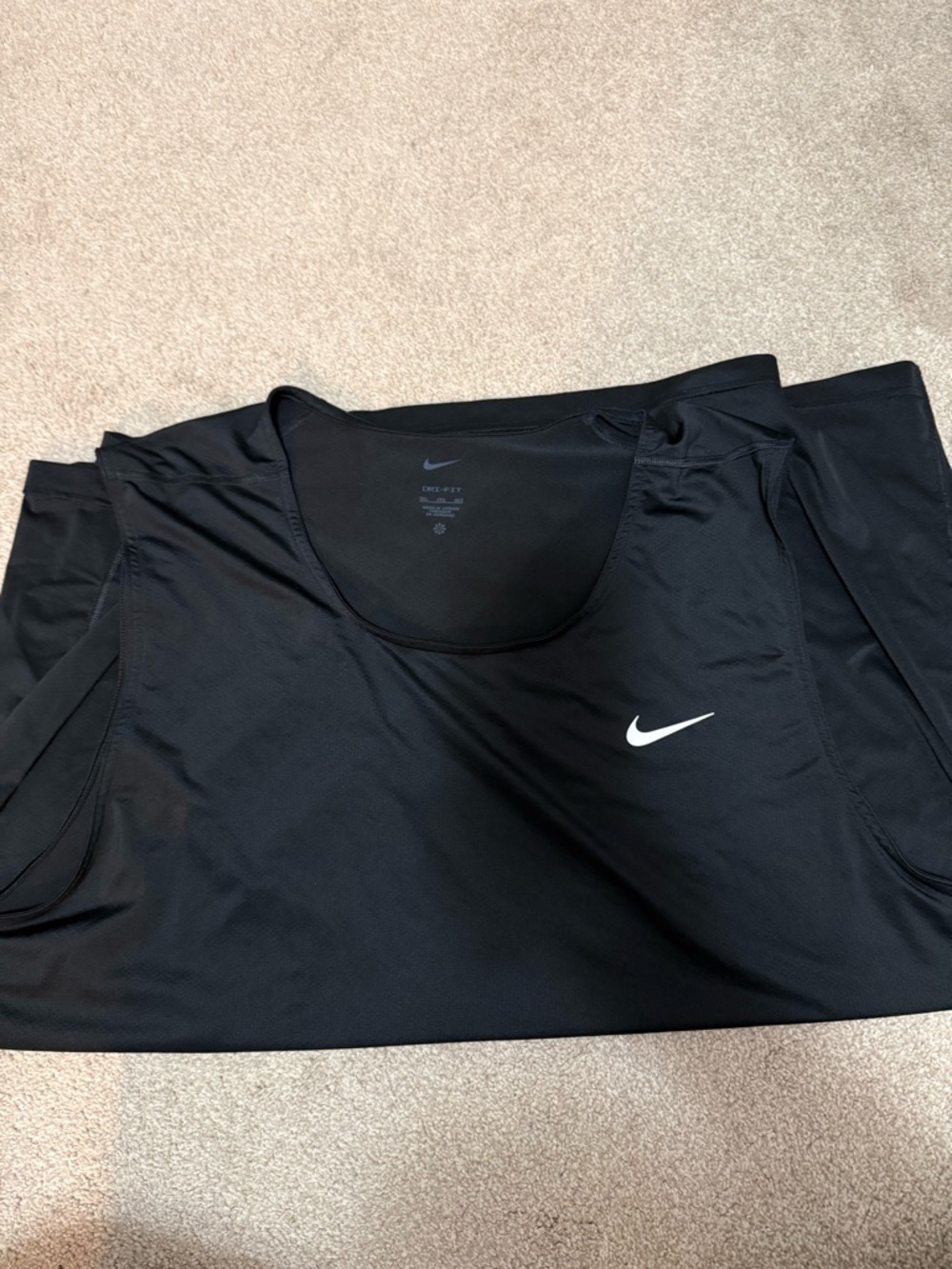 Nike Black Dri-FIT Athletic Tank with White Swoosh